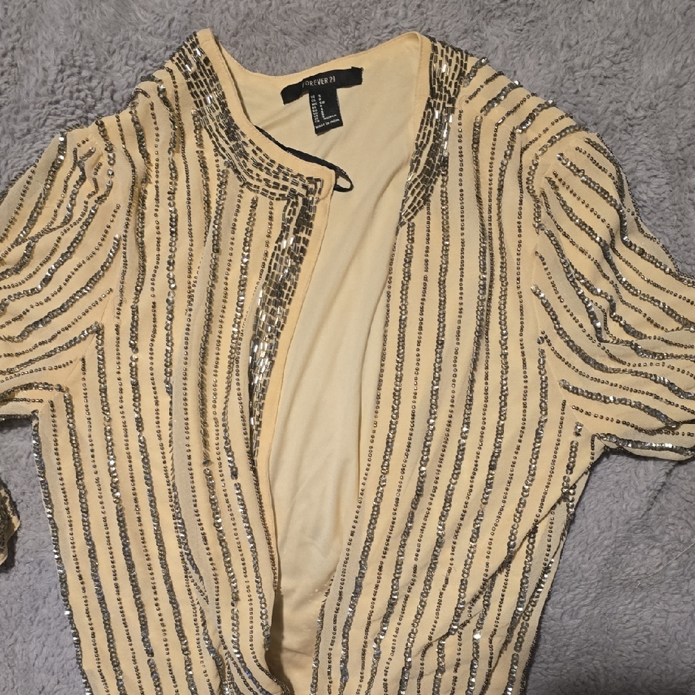 Forever 21 Yellow Jacket with Silver Sequins